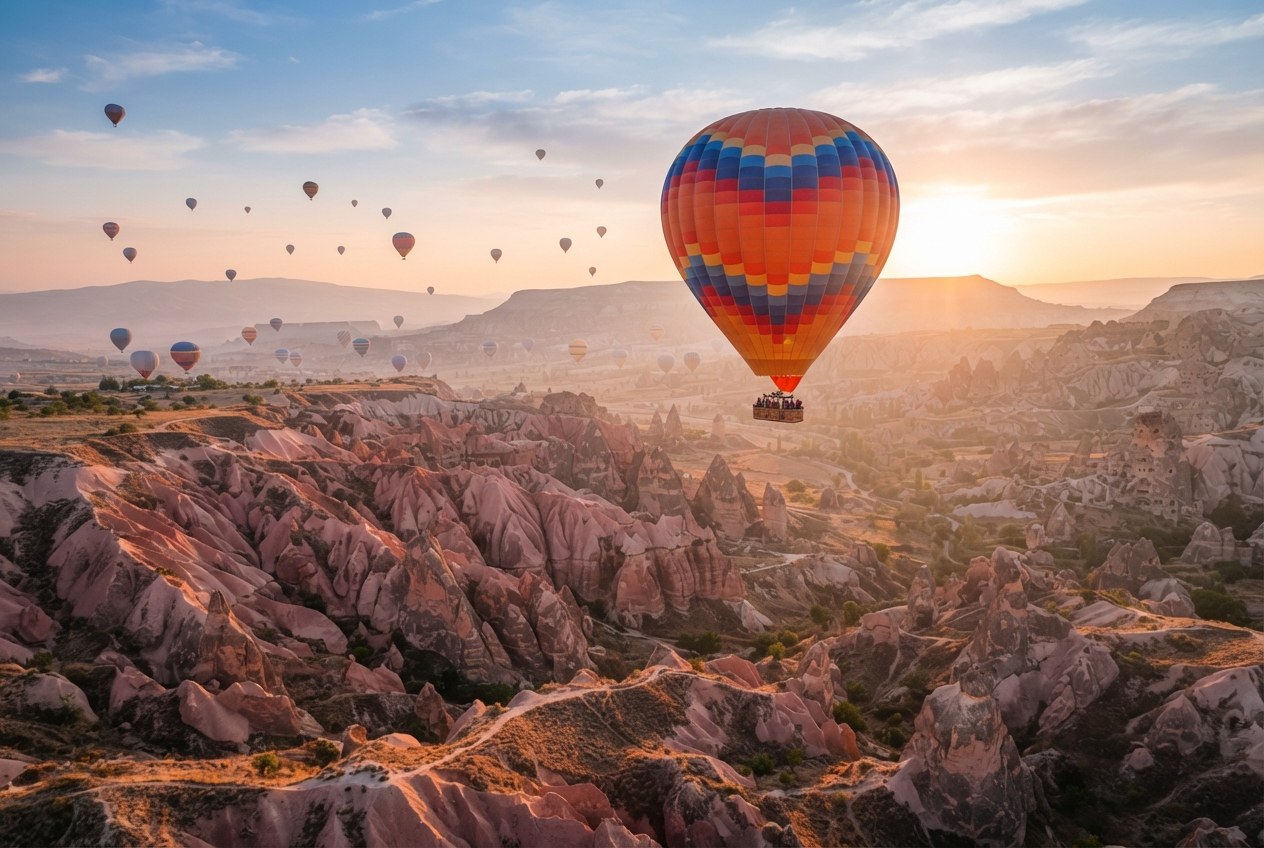 Kızıl Vadi üzerinde uzun balon turu